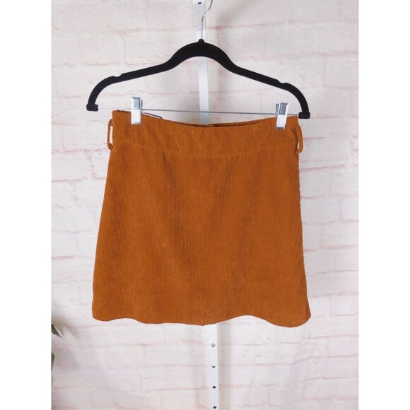 Rust Corduroy Button Front Mini Skirt M Women Fall Retro - Picture 5 of 8